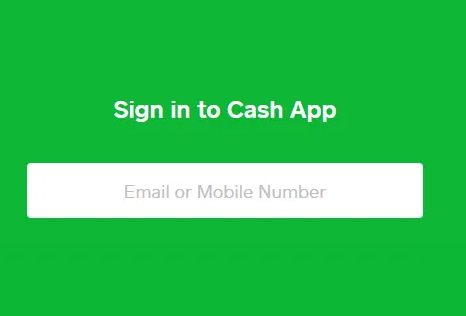 A screenshot of the login page for the Cash App mobile app on an iPhone, with fields for the user's email or phone number and password, and a 'Log In' button