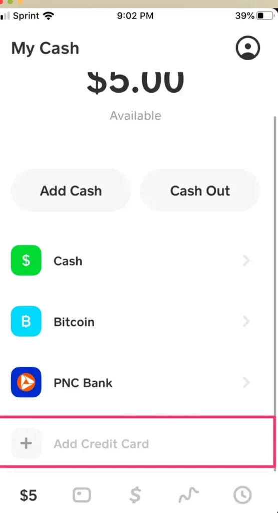 Tap to add credit card under the name of your bank