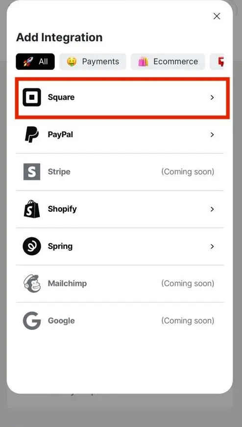 A screenshot of the link tree account with an option on a mobile device labeled 'Choose Cash App Square' is highlighted.